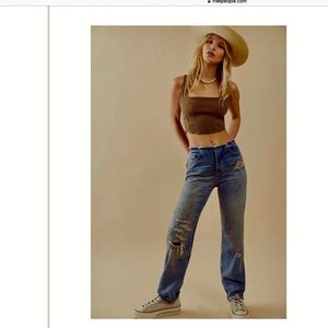 NWT/Free People Raw Edge Slouchy Jeans